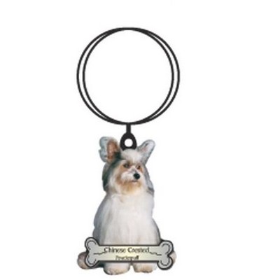 Powderpuff Dog Key Chain w/Mirrored Back (3 Square Inch)