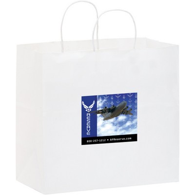 Paper Shopping Bag 13x7x13 White Kraft Printed Four Color Process