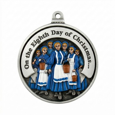 Twelve Days of Christmas 3D Gallery Print Full Size Ornament (Day 8 - Eight Maids-a-Milking)