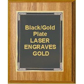 Oak Plaque 9" x 12" - Black Marble Mist 7" x 10" Plate