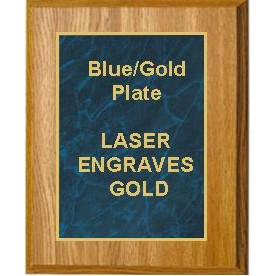 Oak Plaque 9" x 12" - Marbleized Blue/Gold 7" x 10" Plate