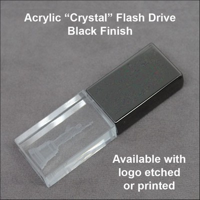 Acrylic "Crystal" Flash Drive - Black - 128 MB Memory
