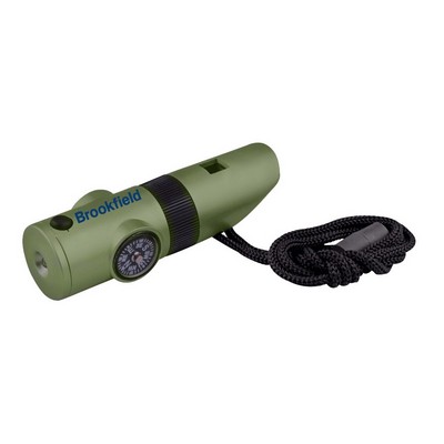 7-in-1 Survival Whistle w/LED Flashlight