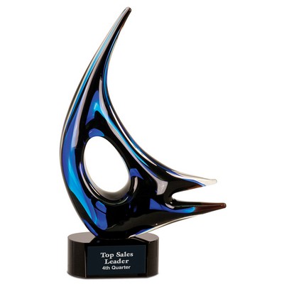 14 1/4" Blue Sail Art Glass