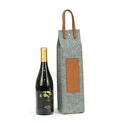 Wine Caddy - Grey Felt/Brown Trim