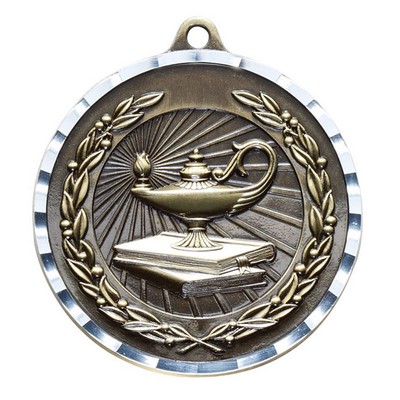 Lamp of Knowledge Antique Finish Brass Medal
