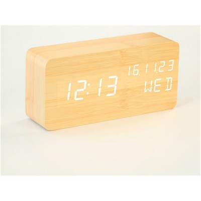 3 Sets Of Alarms Modern Electronic LED Digital Wooden Alarm