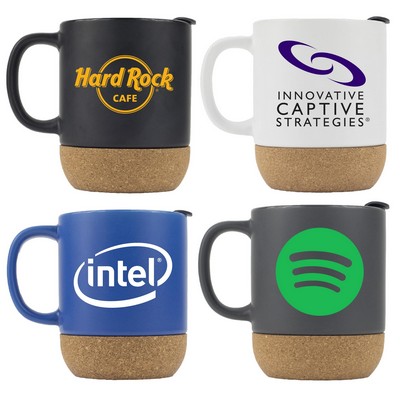 Classic 12oz Ceramic Mug with Cork Base (Blue)