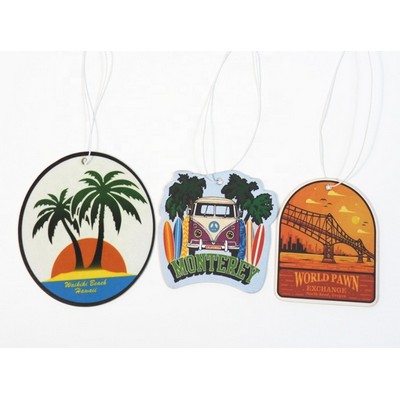 3.5" Die Cut Shape Custom Full Color Printed Air Freshener w/Georgia Peach Scent