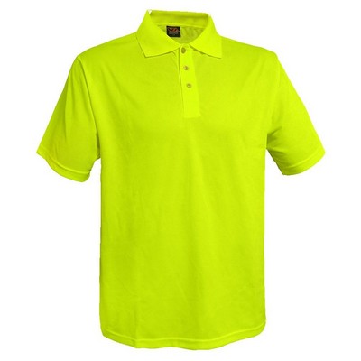 Reflective Apparel™ Birdseye® 3 Button Placket Polo Shirt No Pocket/Fluorescent Yellow-Green
