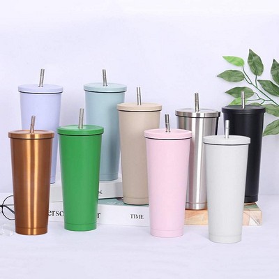 25oz Double Wall Vacuum Insulated Tumbler with Straw