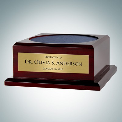 Piano Finish Rosewood Base w/ Personalized Gold Plate (7-1/2" Diameter Top Felt)