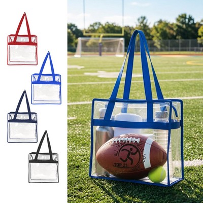Basic Clear Stadium Security Zipper Tote Bag