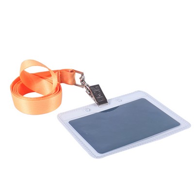 1" Full Color Lanyards With Plastic Badge Holder Combo
