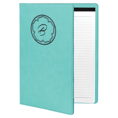 7" x 9" Teal Leatherette Small Portfolio with Notepad
