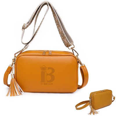 PU Leather Crossbody Bag w/ Detachable Strap