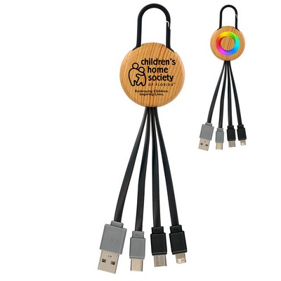 Bamboo Pattern Clip Dual Input 3" 1 Charging Cable