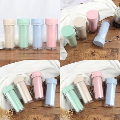 Double Layer Wheat Straw BPA Free Sports Water Bottle
