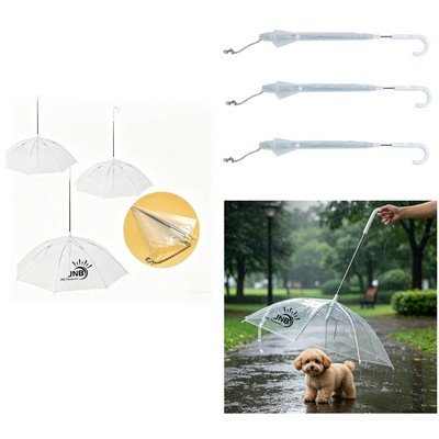 Clear PVC Umbrella with Leash for Pet Dogs