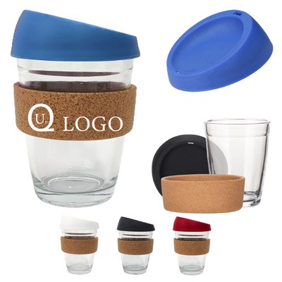 12 oz Glass Coffee Cup w/ Cork Sleeve