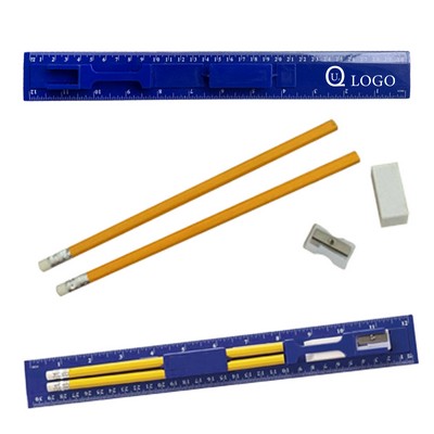12.20" Eco Ruler Set w/ Pencils, Eraser and Sharpener