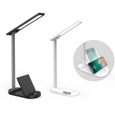 Dual-Function Table Lamp with Built-in Wireless Charger for Devices
