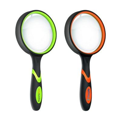 6X 100mm Hand-Held Reading Magnifier with Non-Slip Rubber Grip