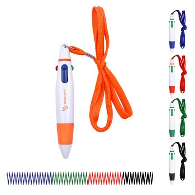 5" 1 Retractable Shuttle Pens With Neck Lanyard