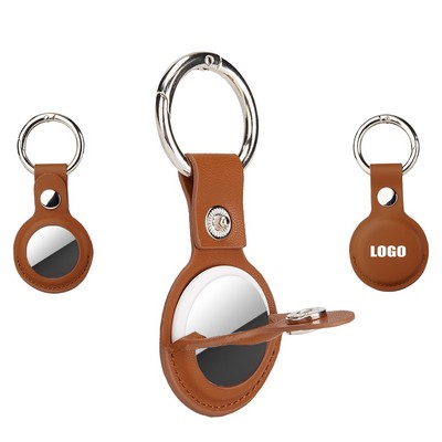 Stylish PU Leather Tag Holder Key Ring with Loop Closure