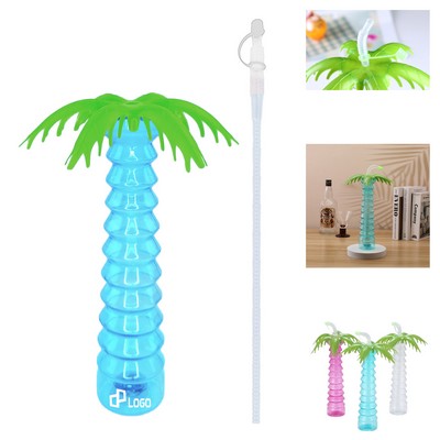 170Z Summer Coconut Tree-Shaped Bottle W/ Straw