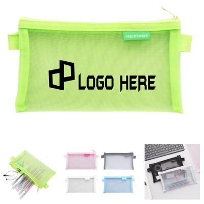 Transparent Nylon Mesh Pencil Pouch Case