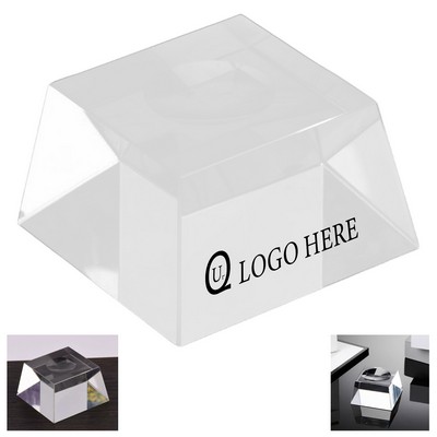3.14" Square Crystal Award Base With Circular Grooves