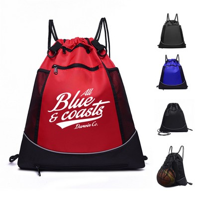 Waterproof Basketball Drawstring Backpack with Compartments