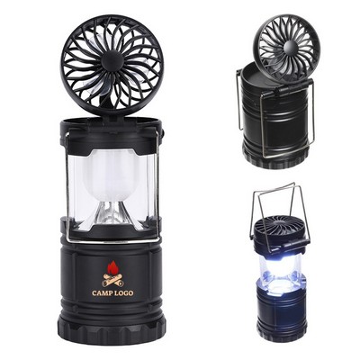 2-in-1 Camping Lantern Fan with Metal Hook