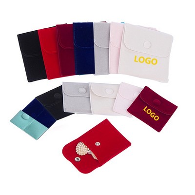 Custom Soft Velvet Jewelry Pouch w/Snap Button