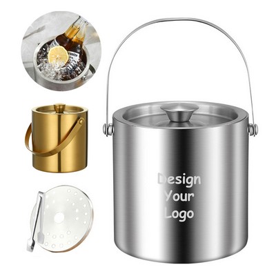 2 Qt Stainless Steel Ice Bucket With Ice Tong