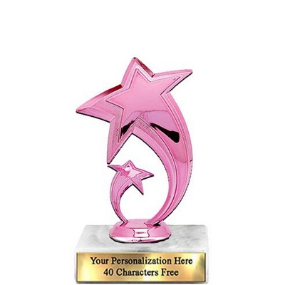 Trophy 7", 2X3 White Marble Base, Shooting Star Pink