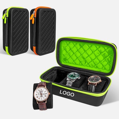 EVA Hard Shell Watch Travel Case 3 Slots Watch Roll Case Storage and Organizer
