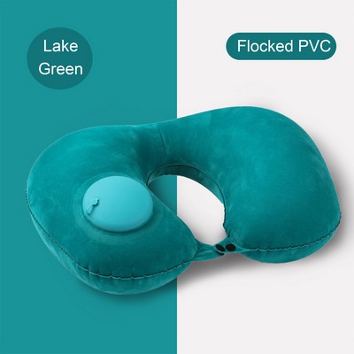 Portable U-Shaped Inflatable Travel Neck Pillow – Flocked PVC