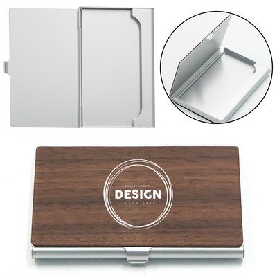 Metal Wooden Business Card Holder