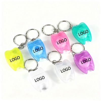 Mini Tooth Shaped Keychain Dental Floss 10m Mint Waxed