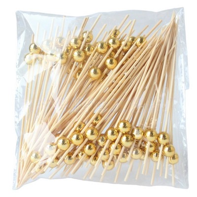 Halloween Skull Bamboo Cocktail Picks with Colorful Beads for Fruit and Appetizers