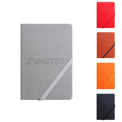 A5 PU Leather Notebook With Diagonal Elastic Strap/ 100 Sheets