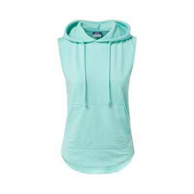 Kinsley Women's Sleeveless French Terry Hoodie with Waffle Knit