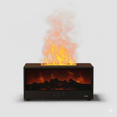 3D Charcoal Fireplace Humidifier Remote Controlled Flame Aroma Diffuser