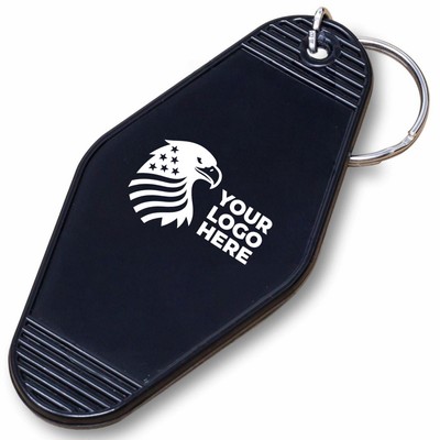 Retro Plastic Hotel Motel Keychain Gold Letterings