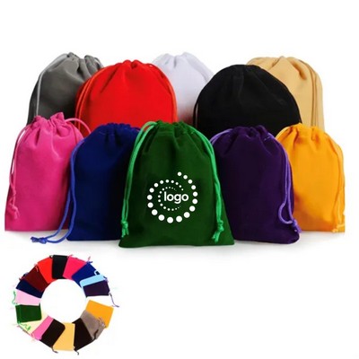 8" Large Velvet Drawstring Bag
