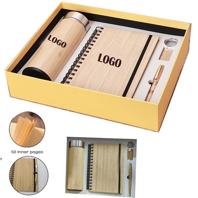 Bamboo Tumbler Notebook Pen Keychain Set