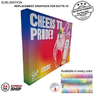 24Hr Express Ship - Replacement Graphics for 10' Straight Wall w/Wrap End Caps