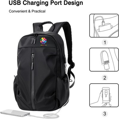 20 35L Polyester USB Charging Laptop Backpack